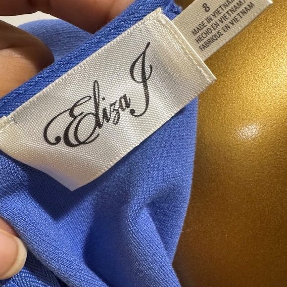 Eliza J Women's Blue Stretch 3/4 Sleeve Seamed Fit & Flare Dress Size 8 - Picture 5 of 5